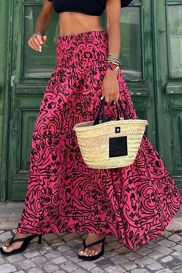 Gonna Lunga Floreale Boho Donna Vita Alta