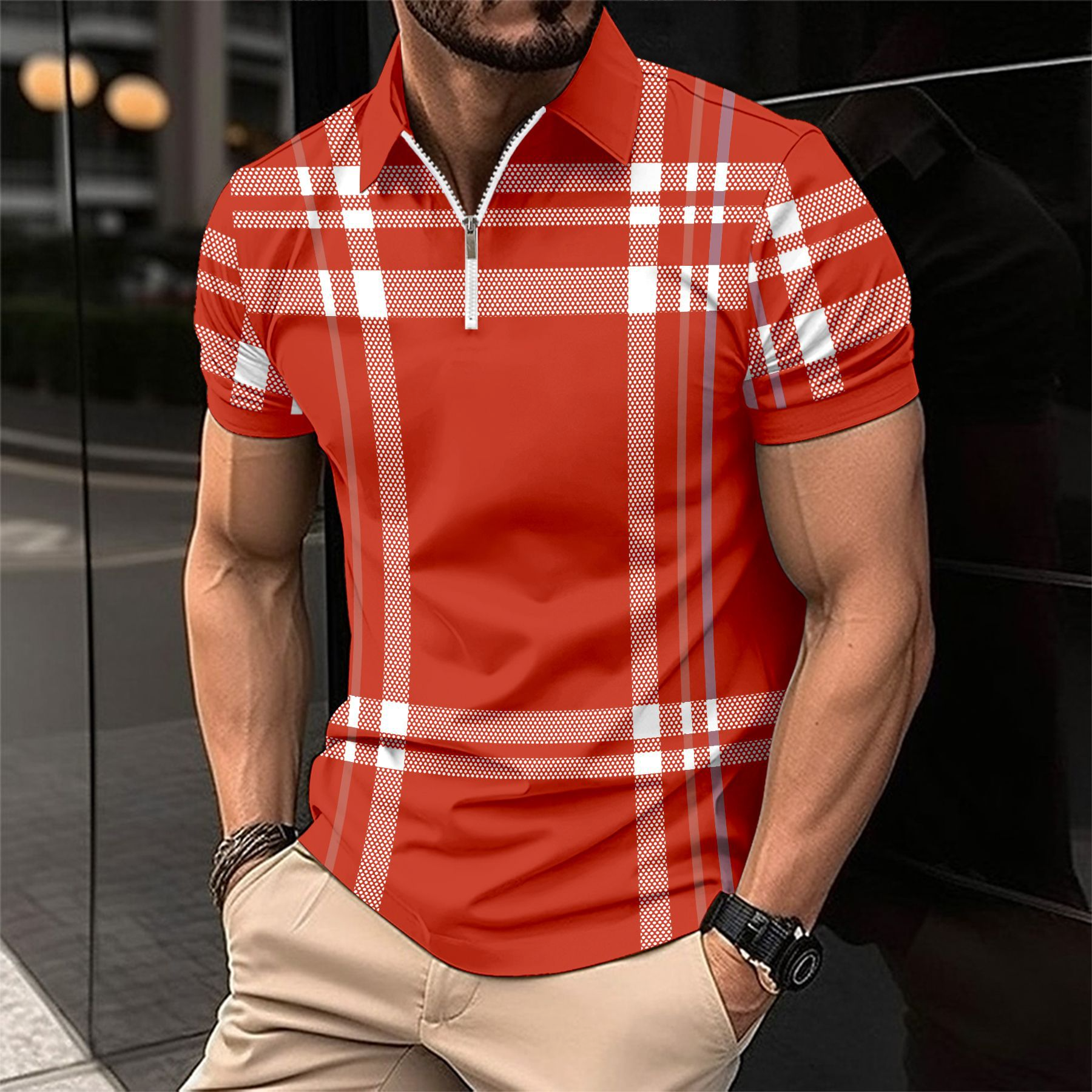 Polo da Uomo Elegante e Moderna con Motivo a Quadri
