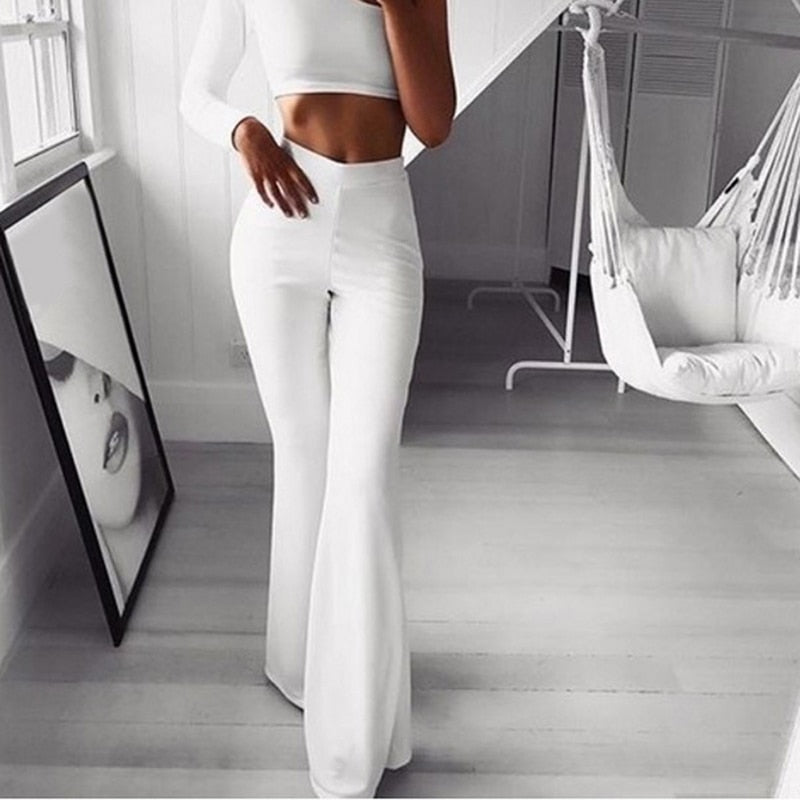 Pantaloni Eleganti a Vita Alta e Svasati per Donna